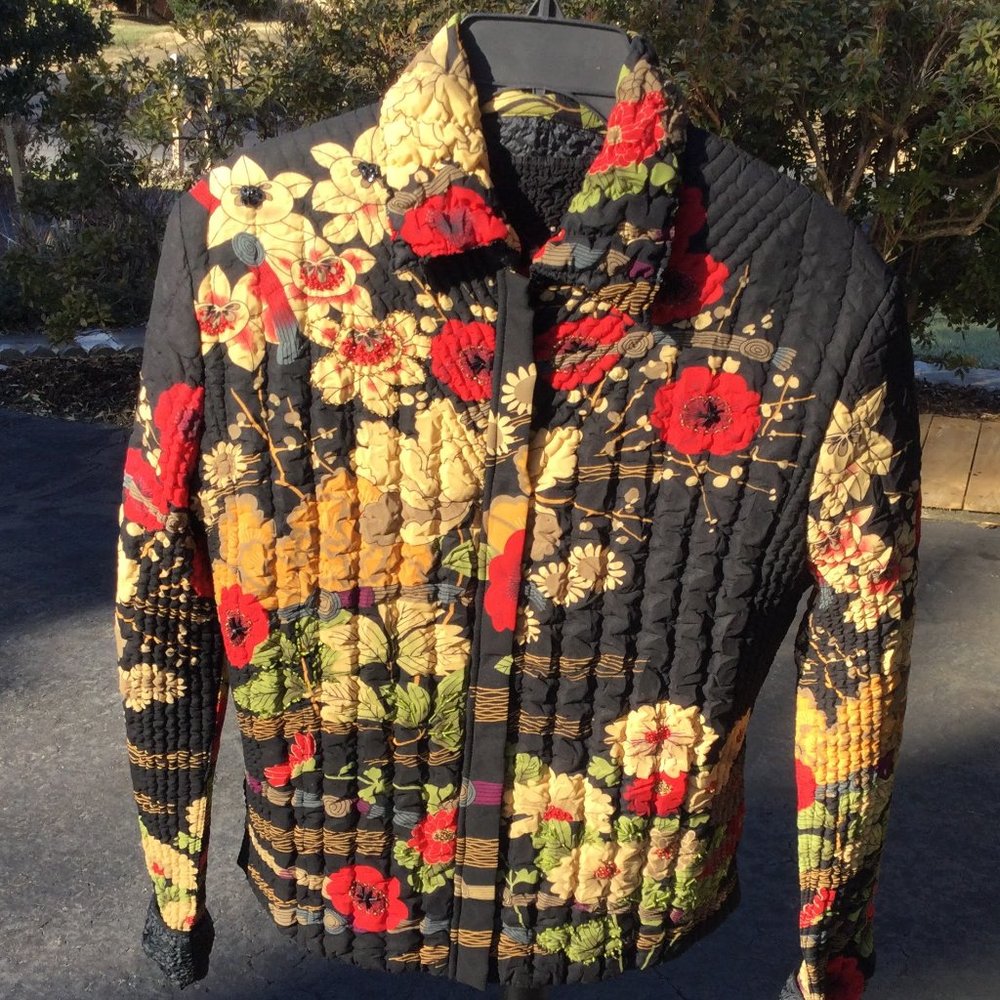 Reversible Stretchable Floral-Black Jacket-Top 2pc Set